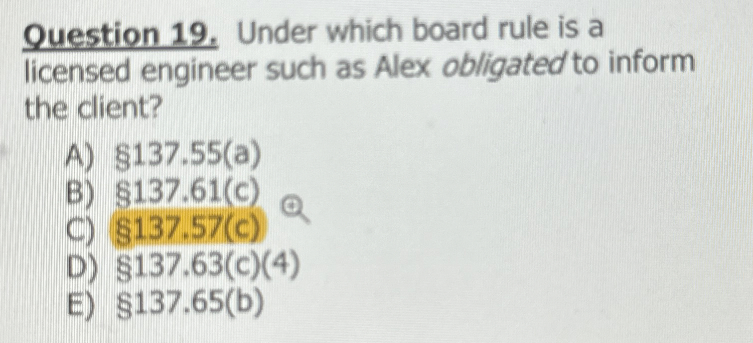 Question 1 9 . Under which board rule is a