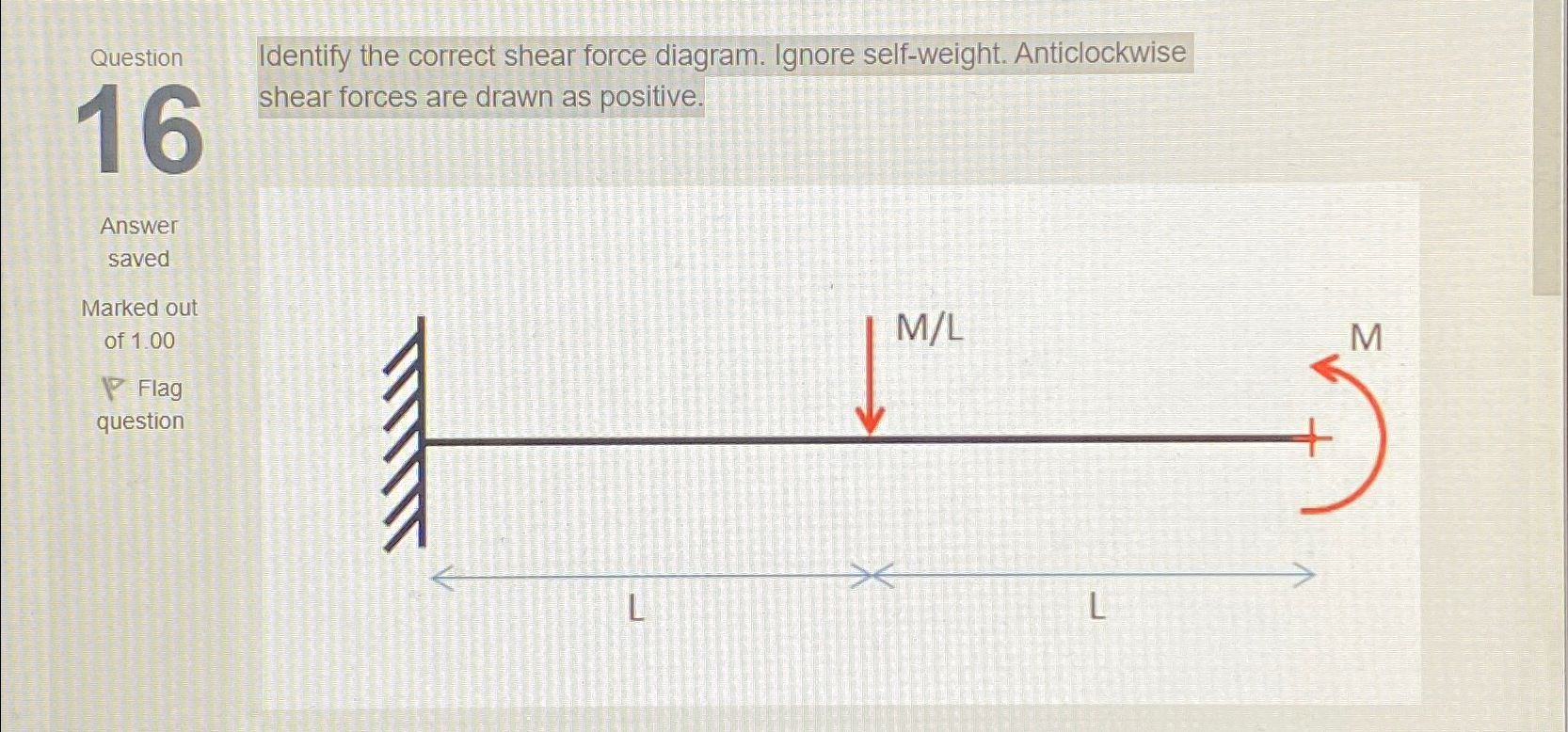 Question 1 6 Answer saved Marked out of 1 . 0 0 P