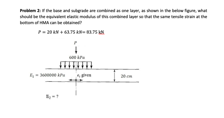 Problem 2 : If the base and subgrade are combined