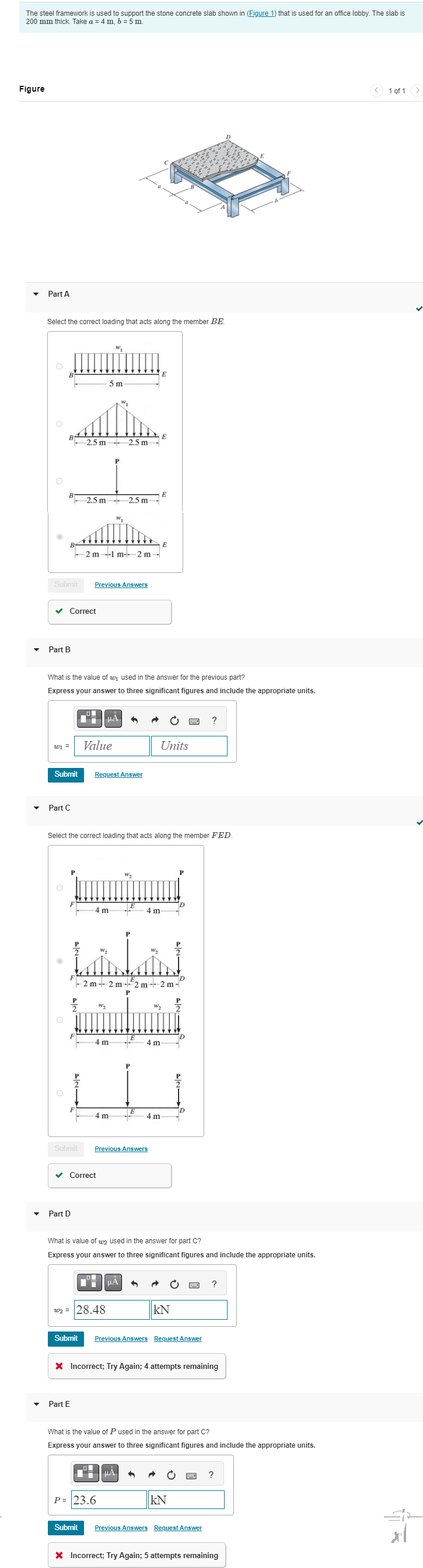 A ) Select the correct loading that acts along