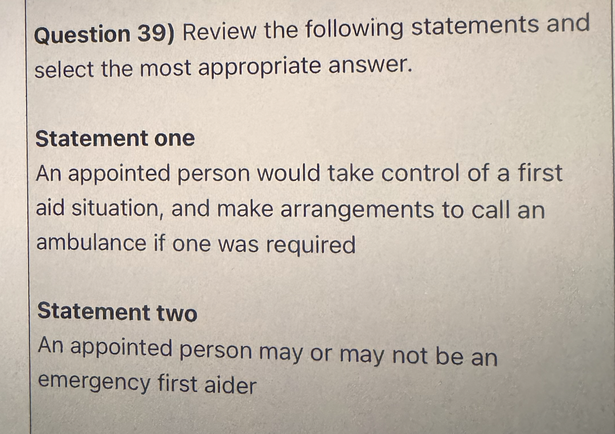 Question 3 9 ) Review the following statements