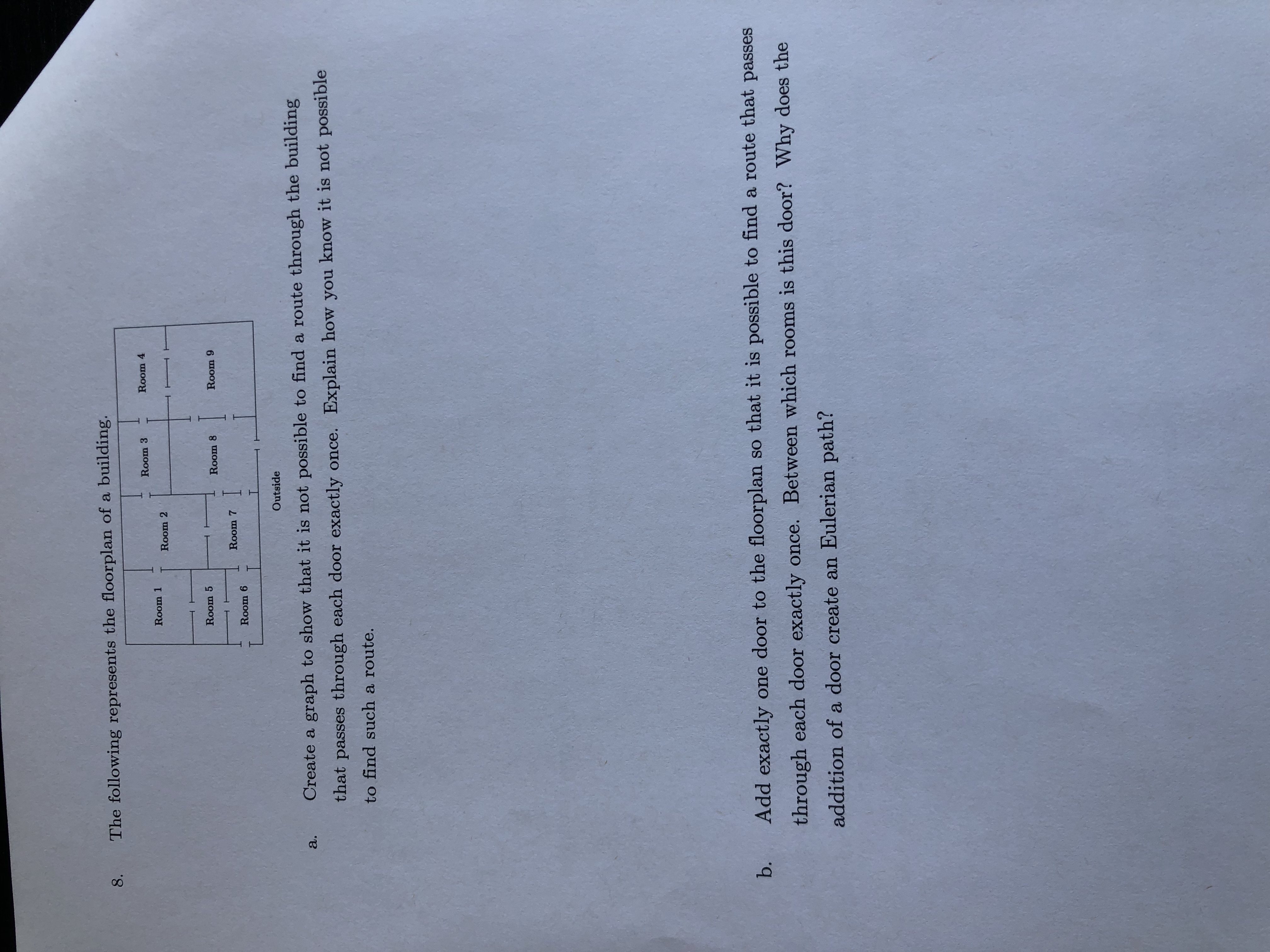 The following represe Outside a . Create a graph