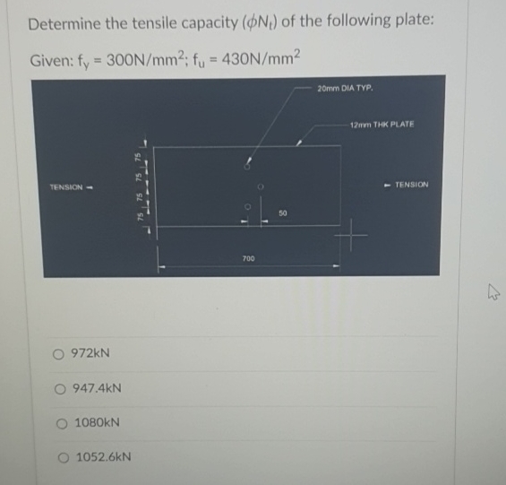 Determine the tensile capacity ( N t ) of the