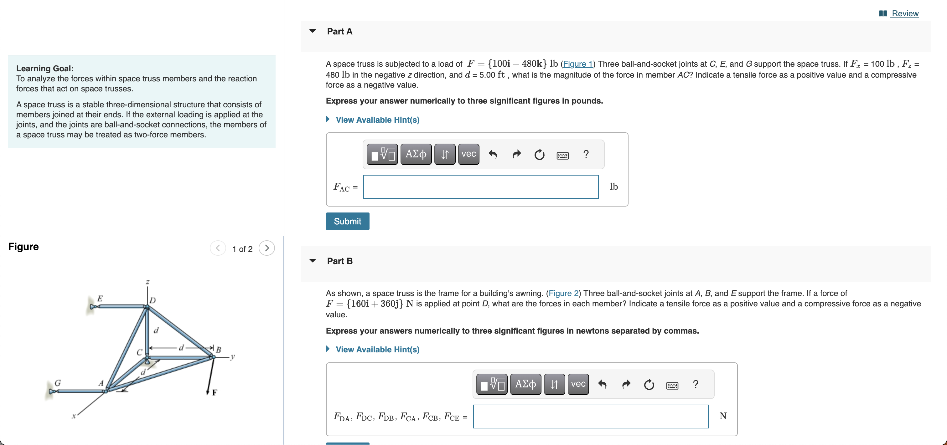 Part A Learning Goal: To analyze the forces