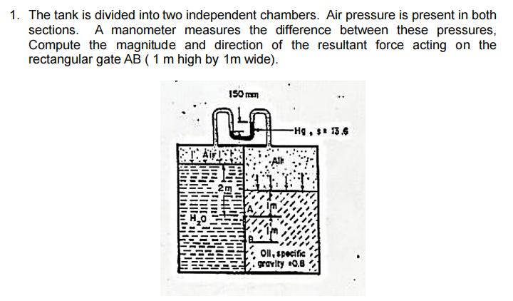 Fluid Mechanics: The tank is divided into two