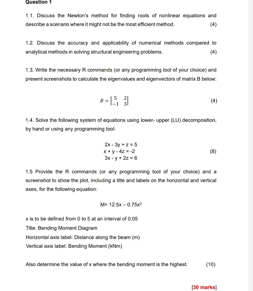 Question 1 1 . 1 . Discuss the Newton's method