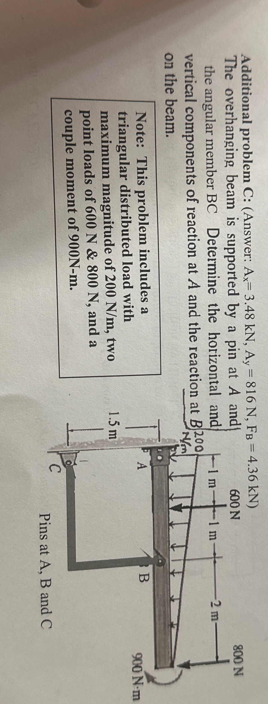 Additional problem C: ( Answer: A x = 3 . 4 8 k N