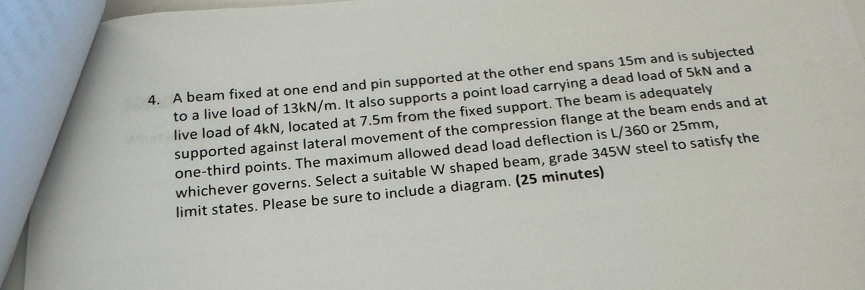 A beam fixed at one end and pin supported at the