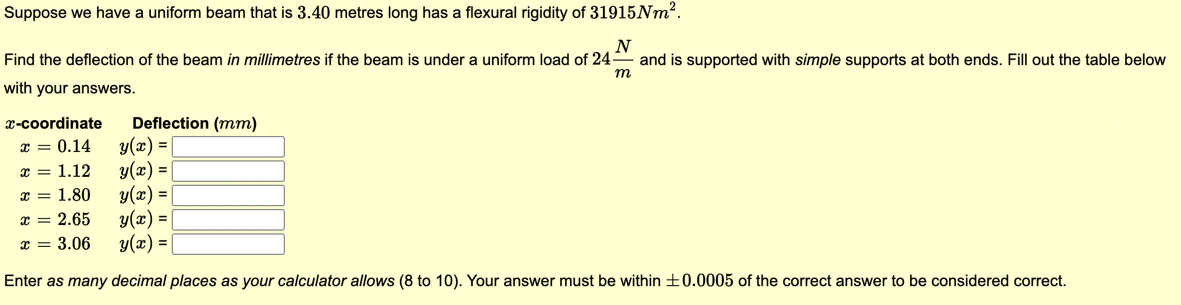 Suppose we have a uniform beam that is 3 . 4 0
