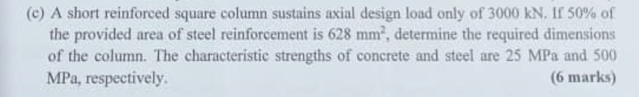( c ) A short reinforced square column sustains