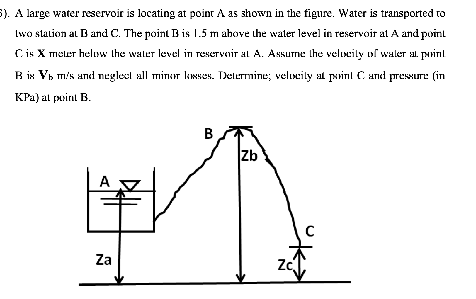 Q . A large water reservoir is locating at point
