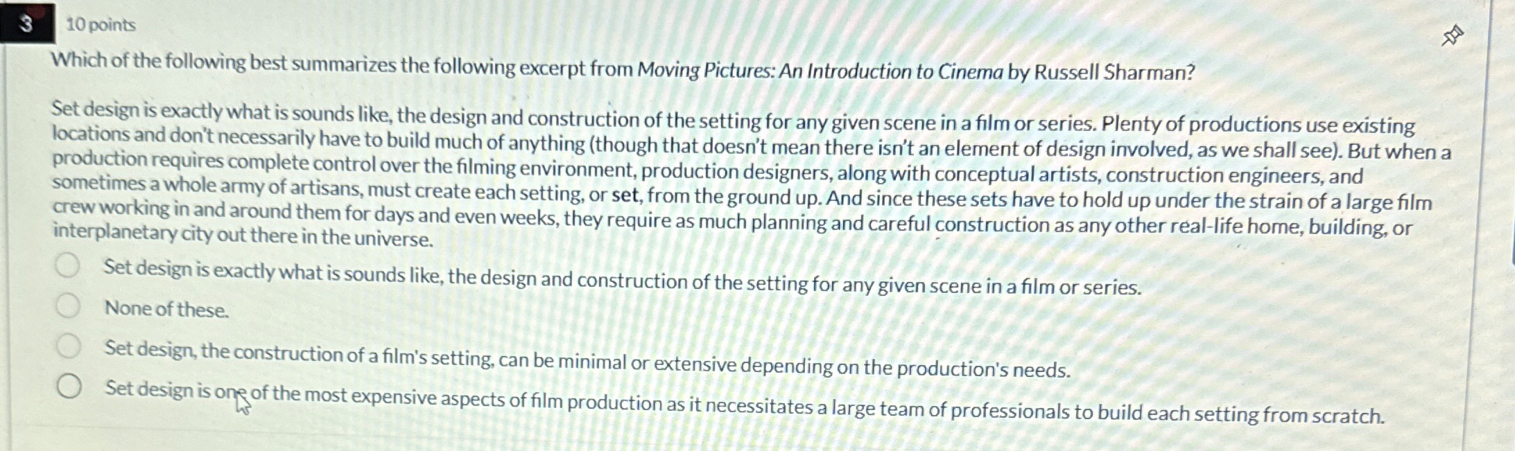 3 1 0 points Which of the following best