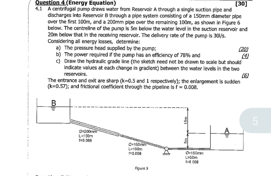 Question 4 ( Energy Equation ) 4 . 1 A