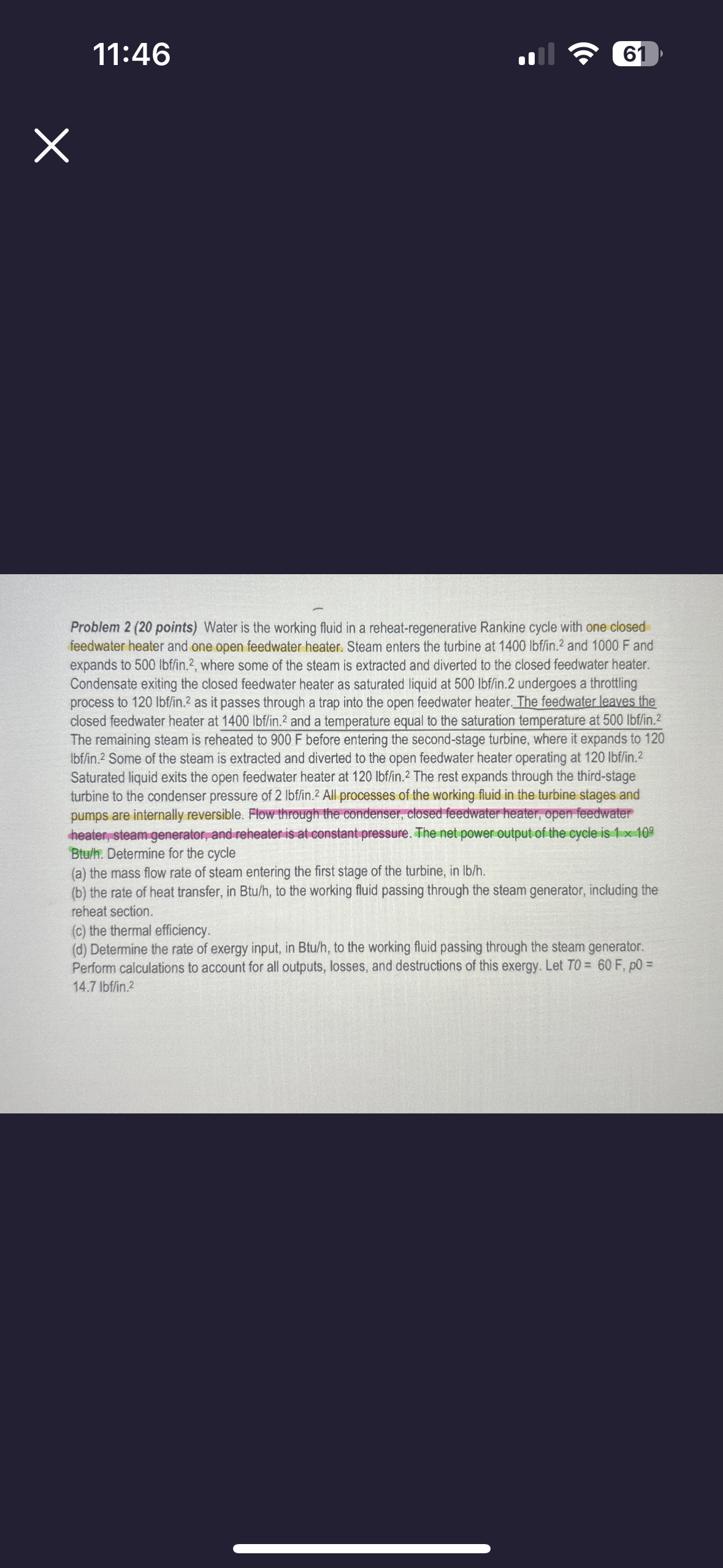 1 1 : 4 6 6 1 Problem 2 ( 2 0 points ) Water is