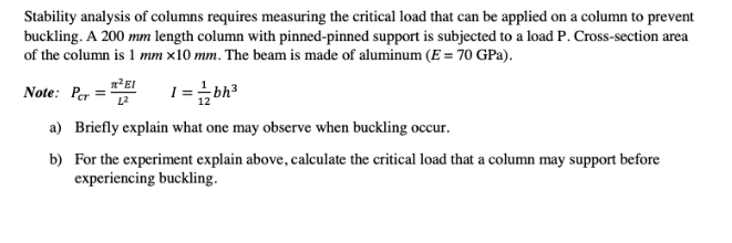 Stability analysis of columns requires measuring