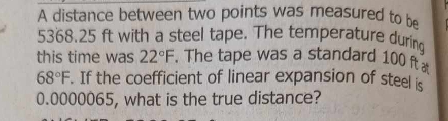 A distance between two points was measured to be