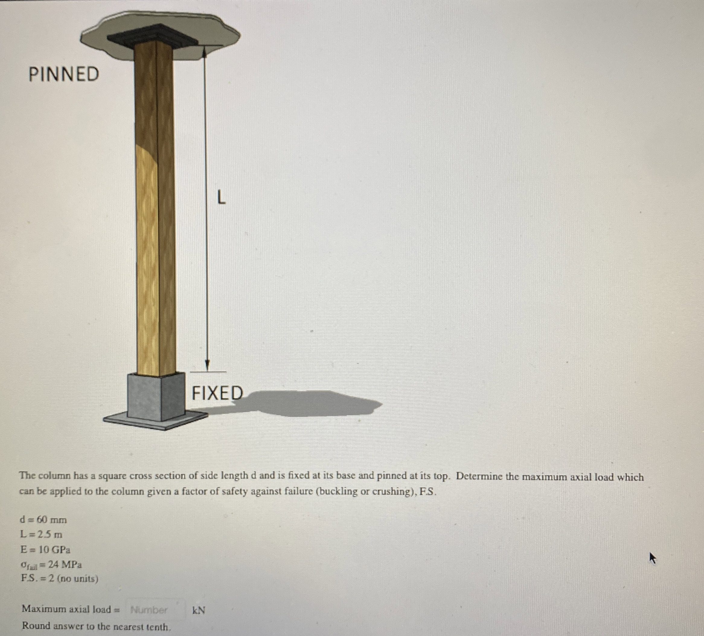 The column has a square cross section of side