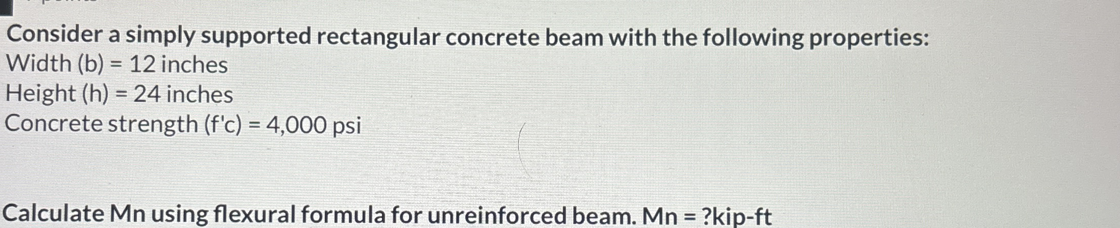 Consider a simply supported rectangular concrete