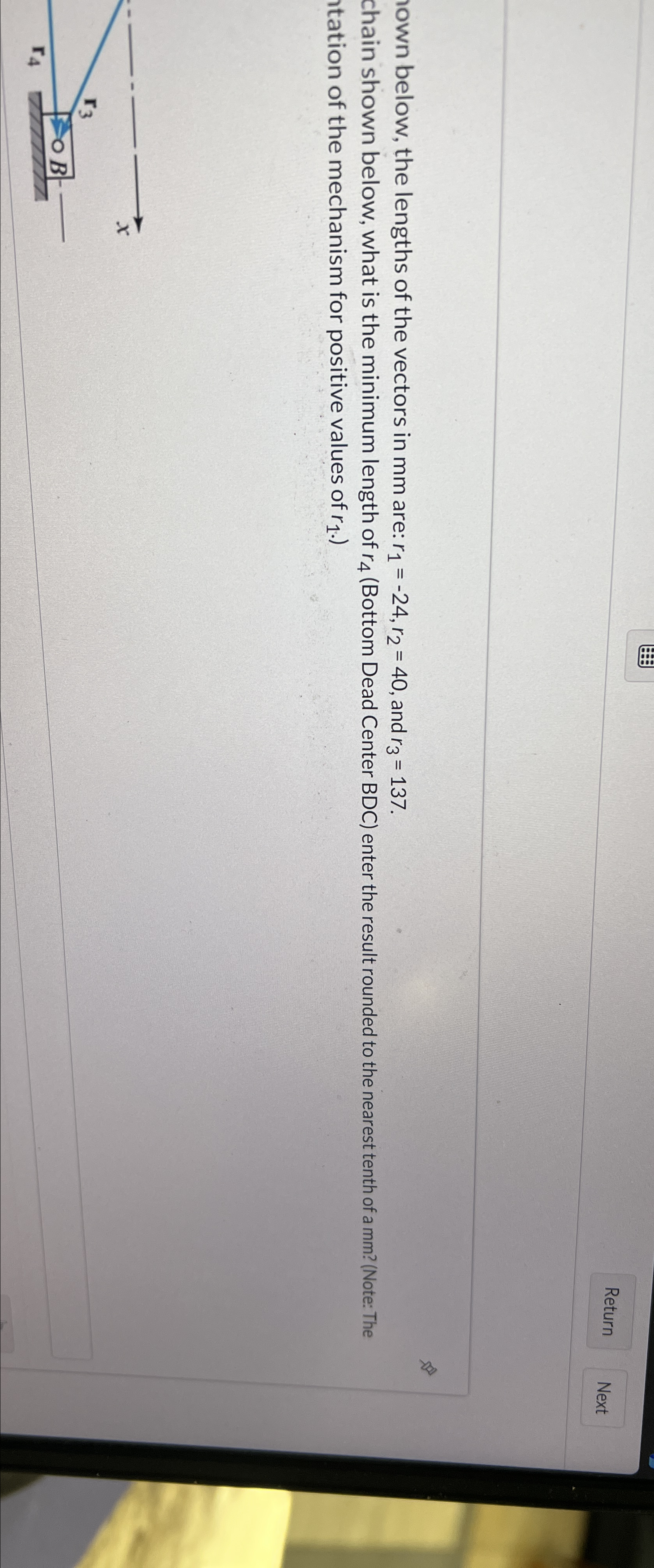 Return Next lown below, the lengths of the