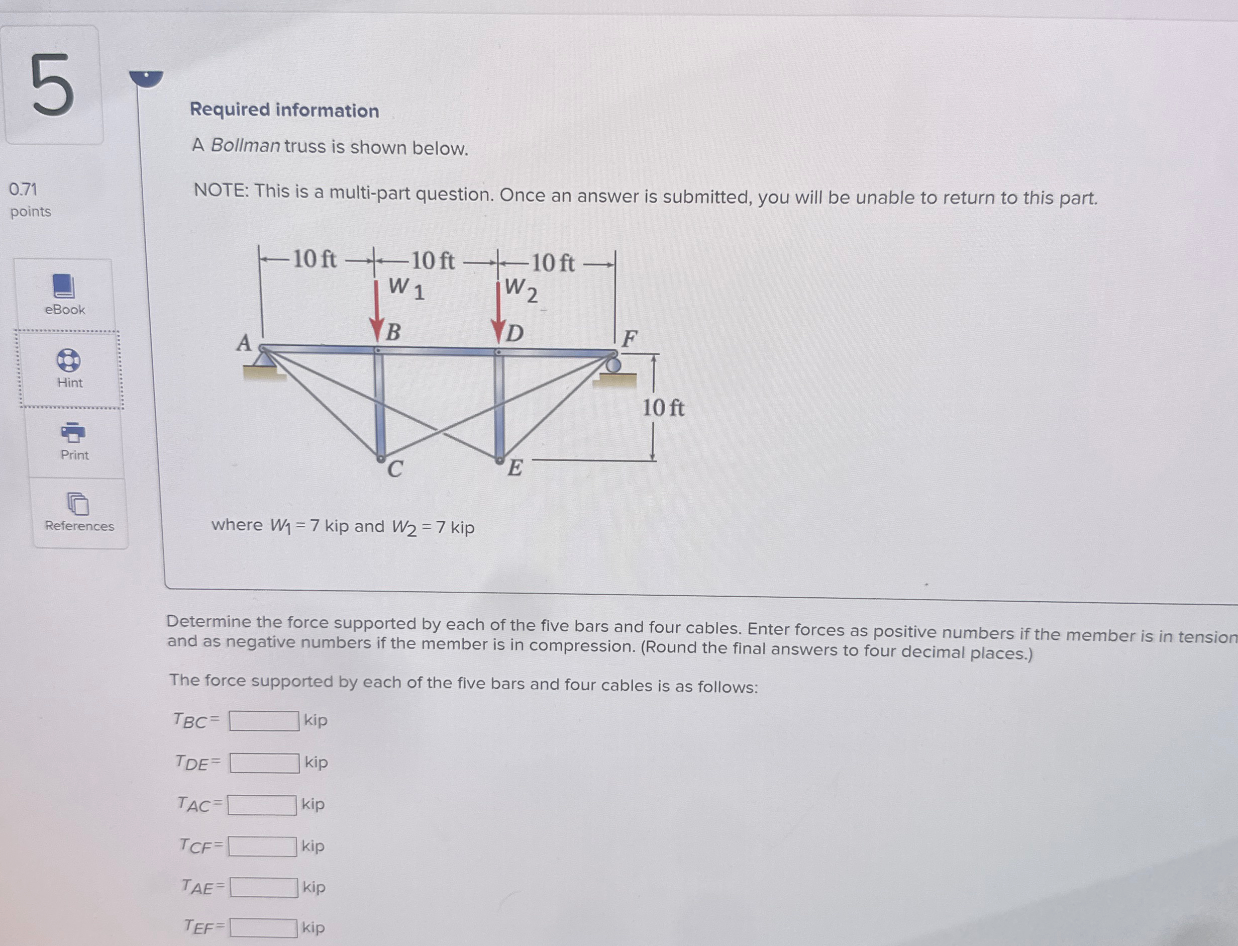 * 0 . 7 1 points Required information A Bollman