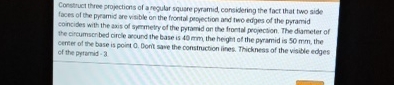 Construct three projections of a regular square