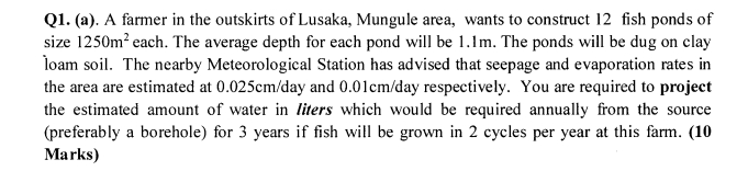 Q 1 . ( a ) . A farmer in the outskirts of