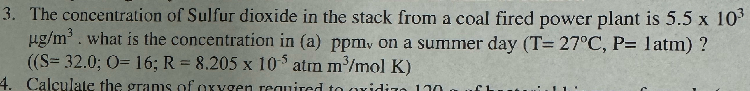 The concentration of Sulfur dioxide in the stack