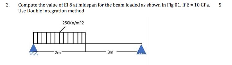Compute the value of EI at midspan for the beam