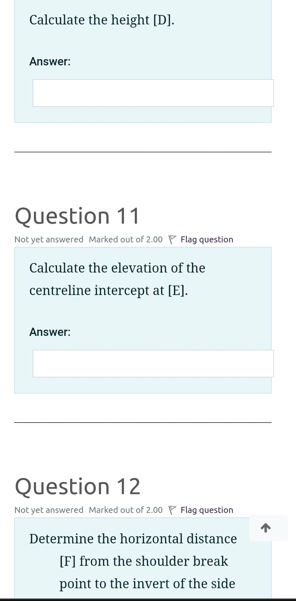 Calculate the height [ D ] . Answer: Question 1 1