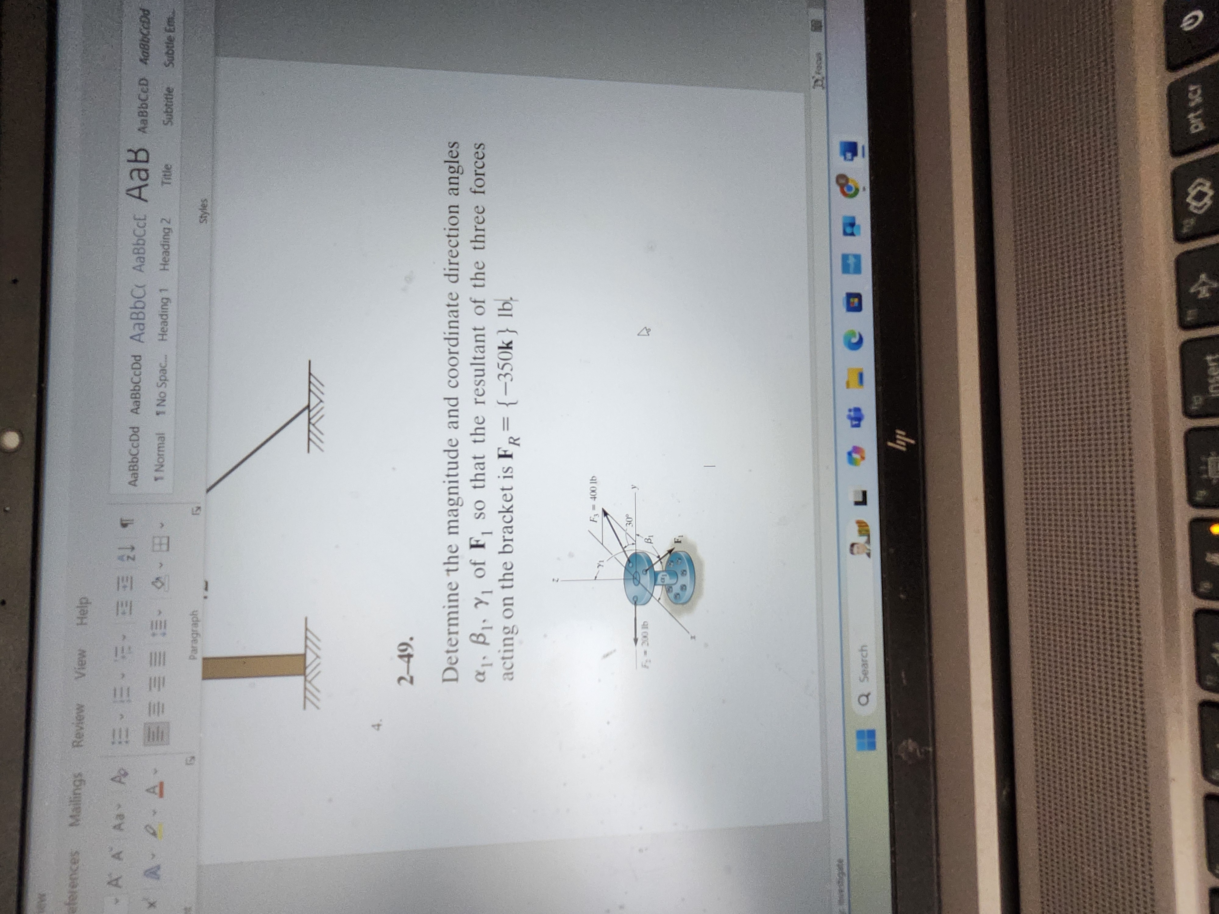 2 - 4 9 . Determine the magnitude and coordinate