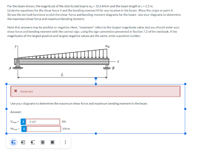Please find V and M max