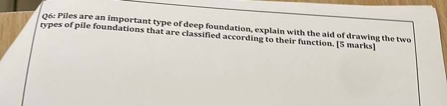 Q 6 : Piles are an important type of deep