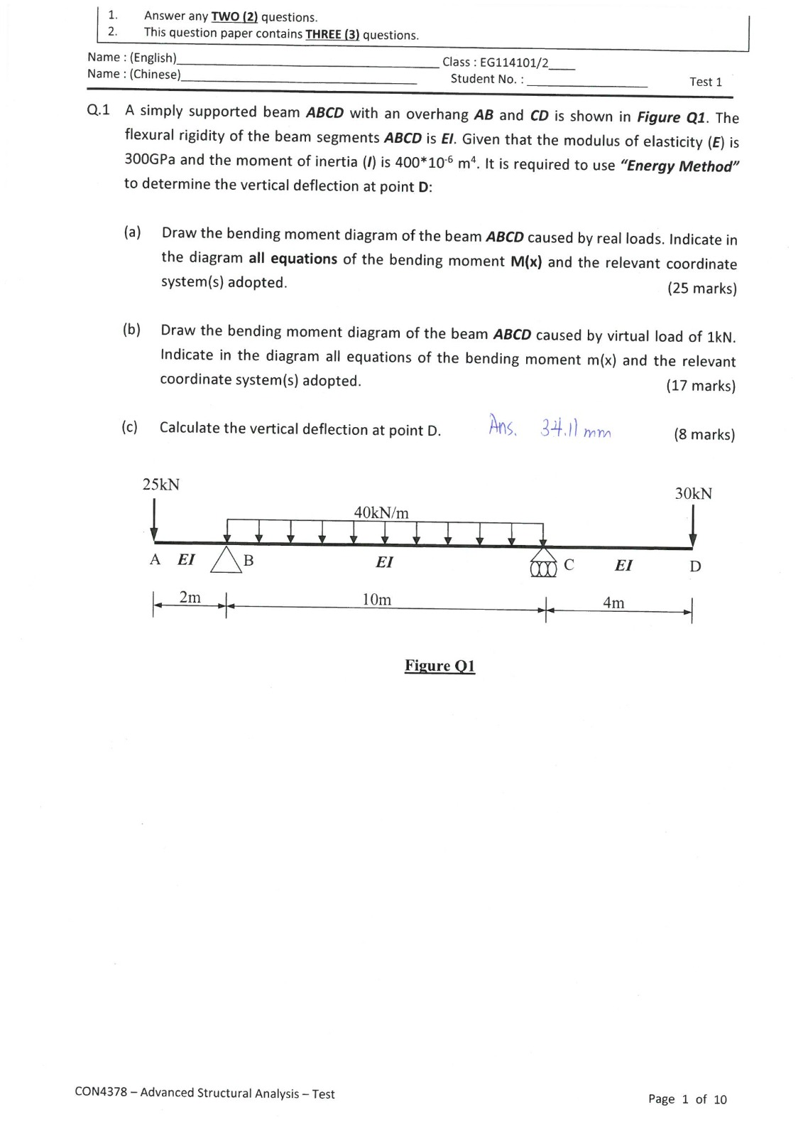 Name : (Englist'\ Class : EG114101/2\ Name :
