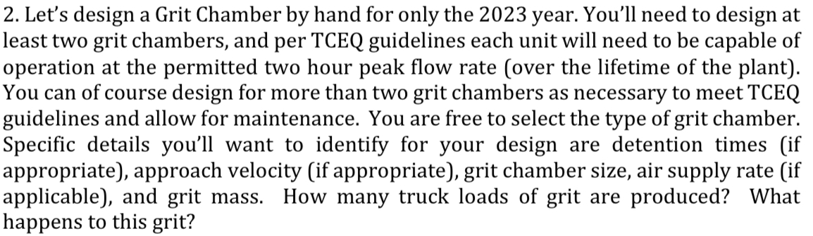 Let's design a Grit Chamber by hand for only the