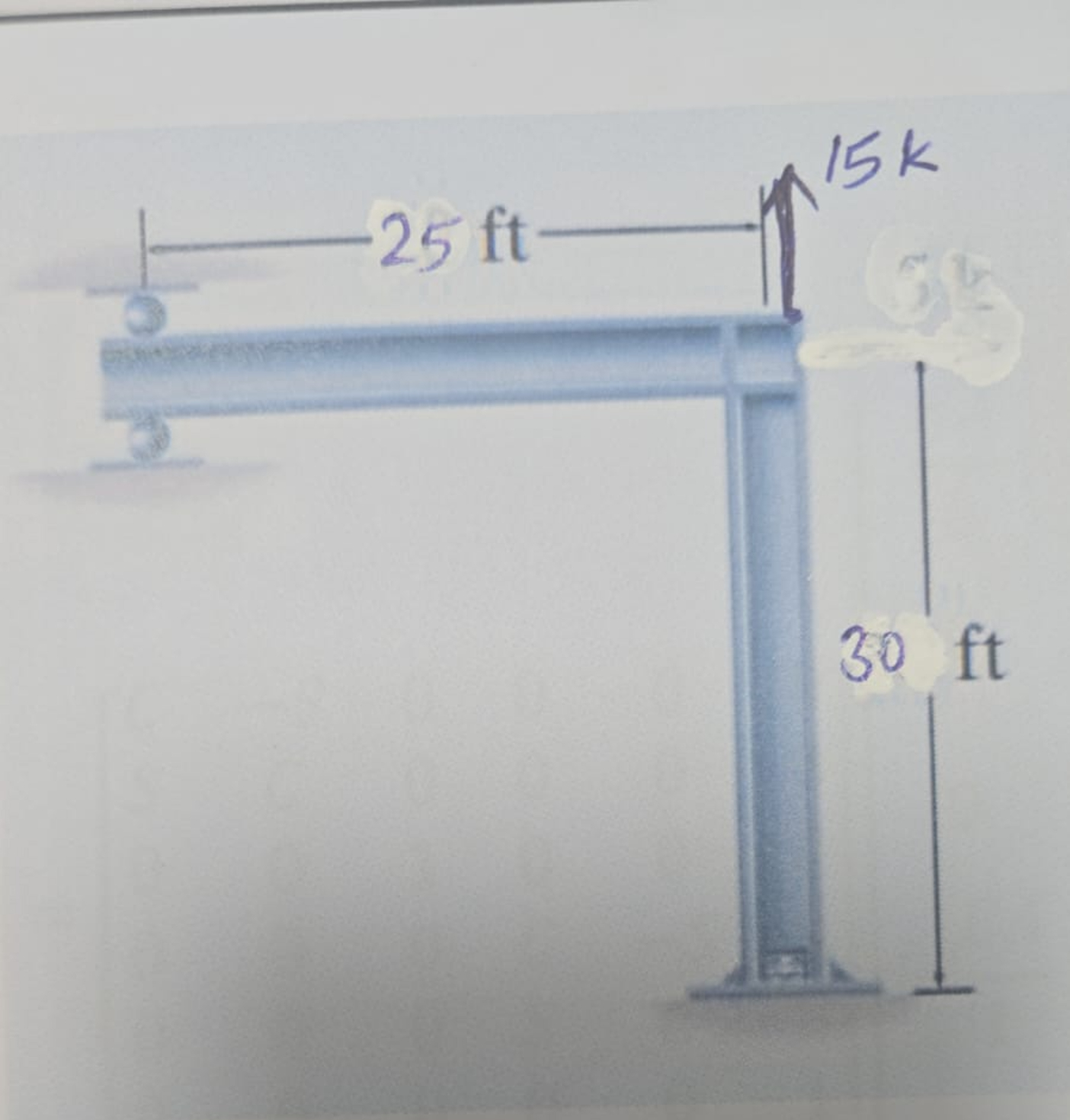 I = 5 0 0 i n 2 A = 1 0 i n 2 E = 2 0 0 1 0 3 ksi