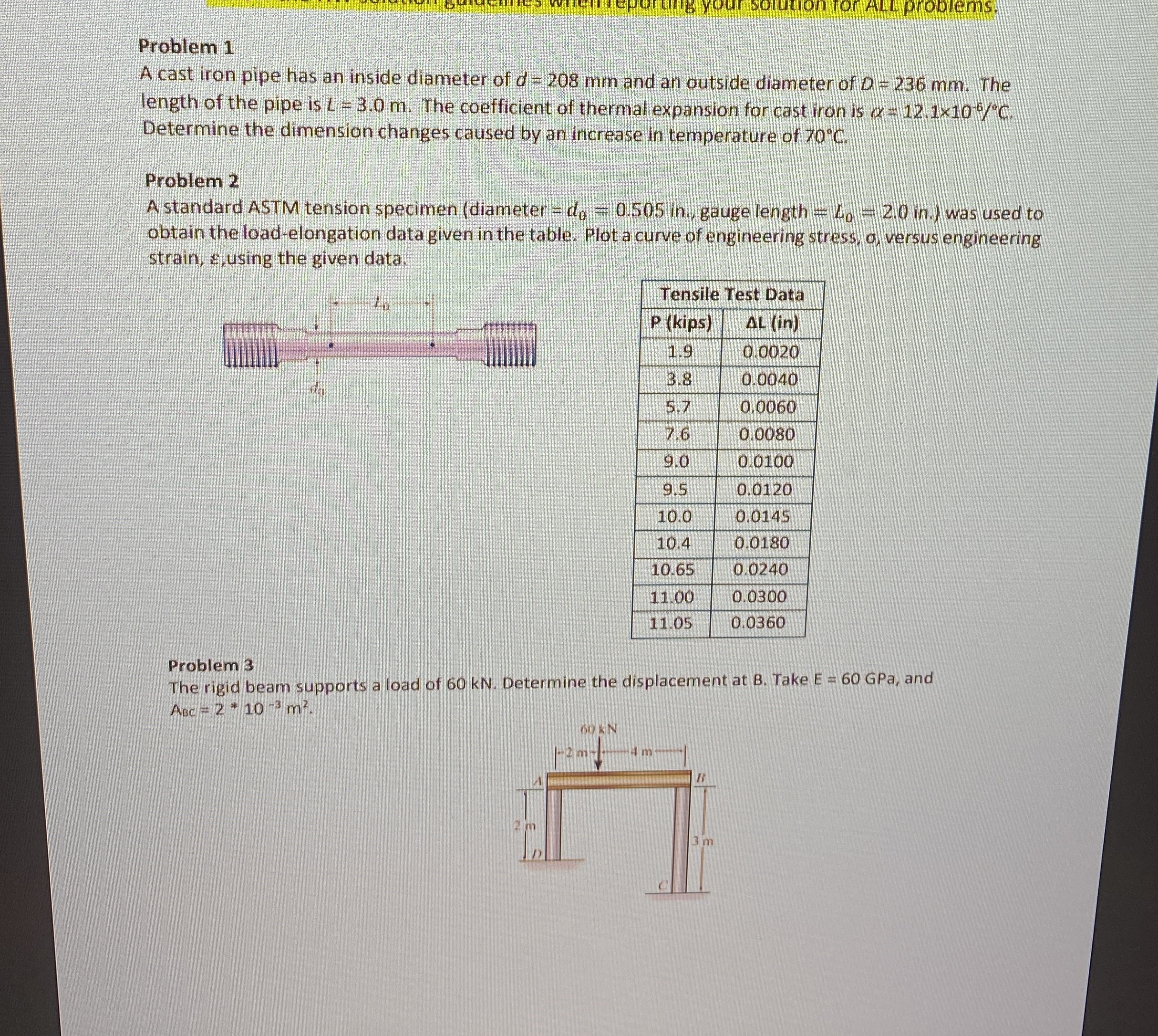 Problem 1 A cast iron pipe has an inside diameter