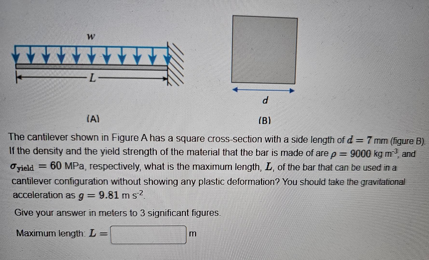 ( A ) ( B ) The cantilever shown in Figure A has