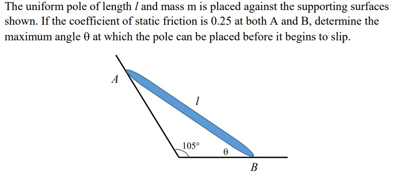 The uniform pole of length l and mass m is placed