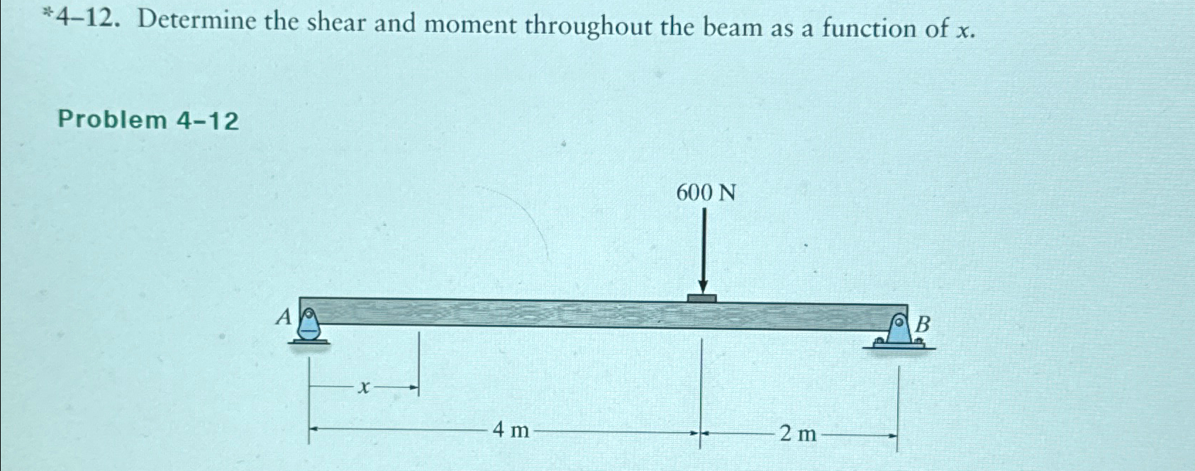 * 4 - 1 2 . Determine the shear and moment