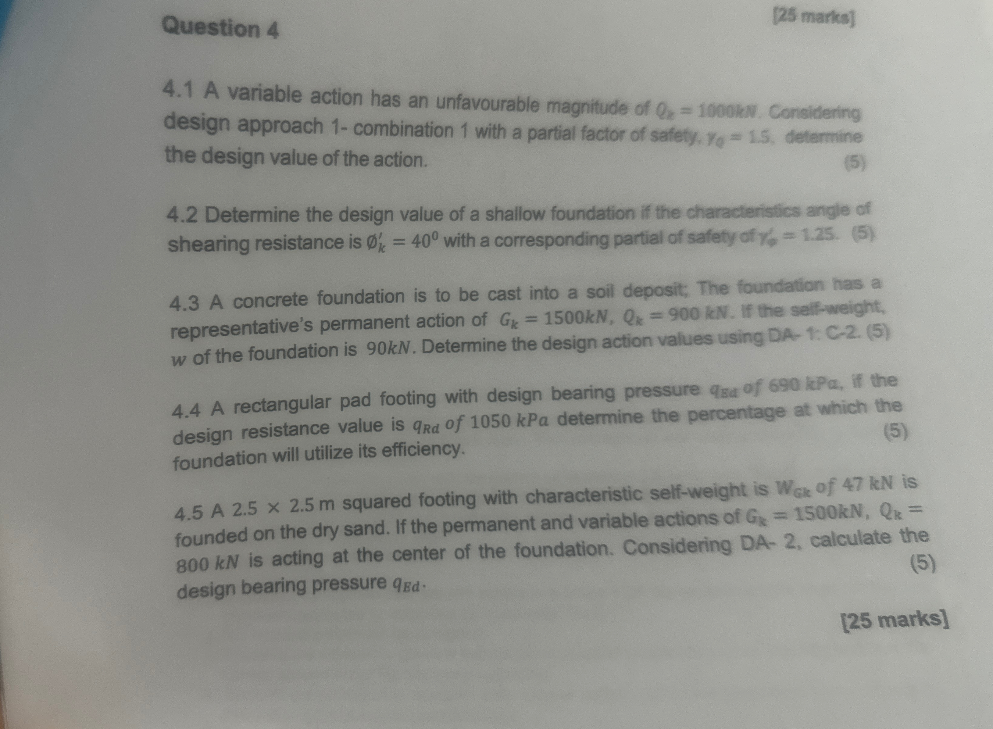 Question 4 [ 2 5 marks ] 4 . 1 A variable action