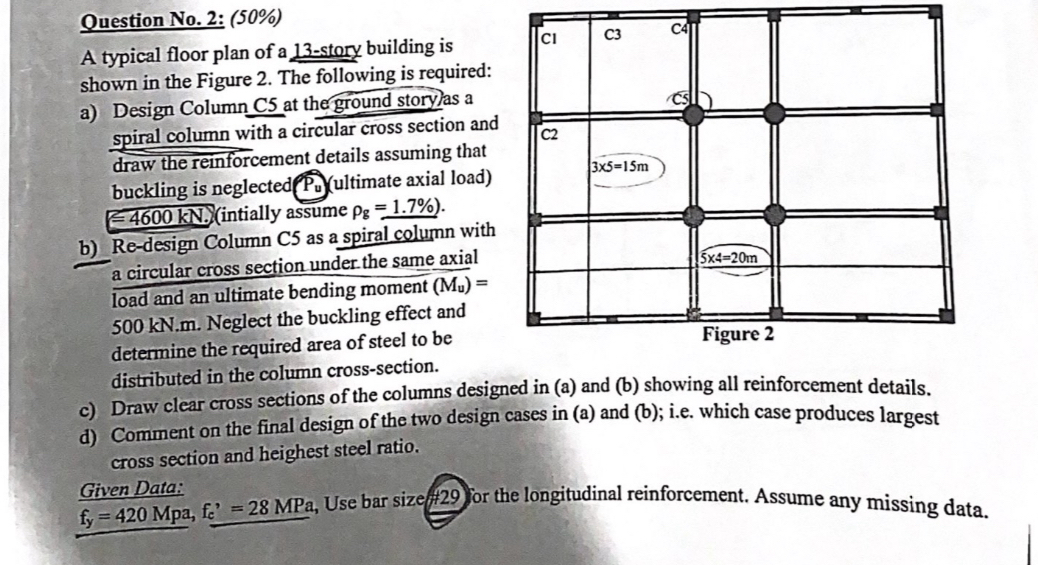 Question No . 2 : ( 5 0 % ) A typical floor plan