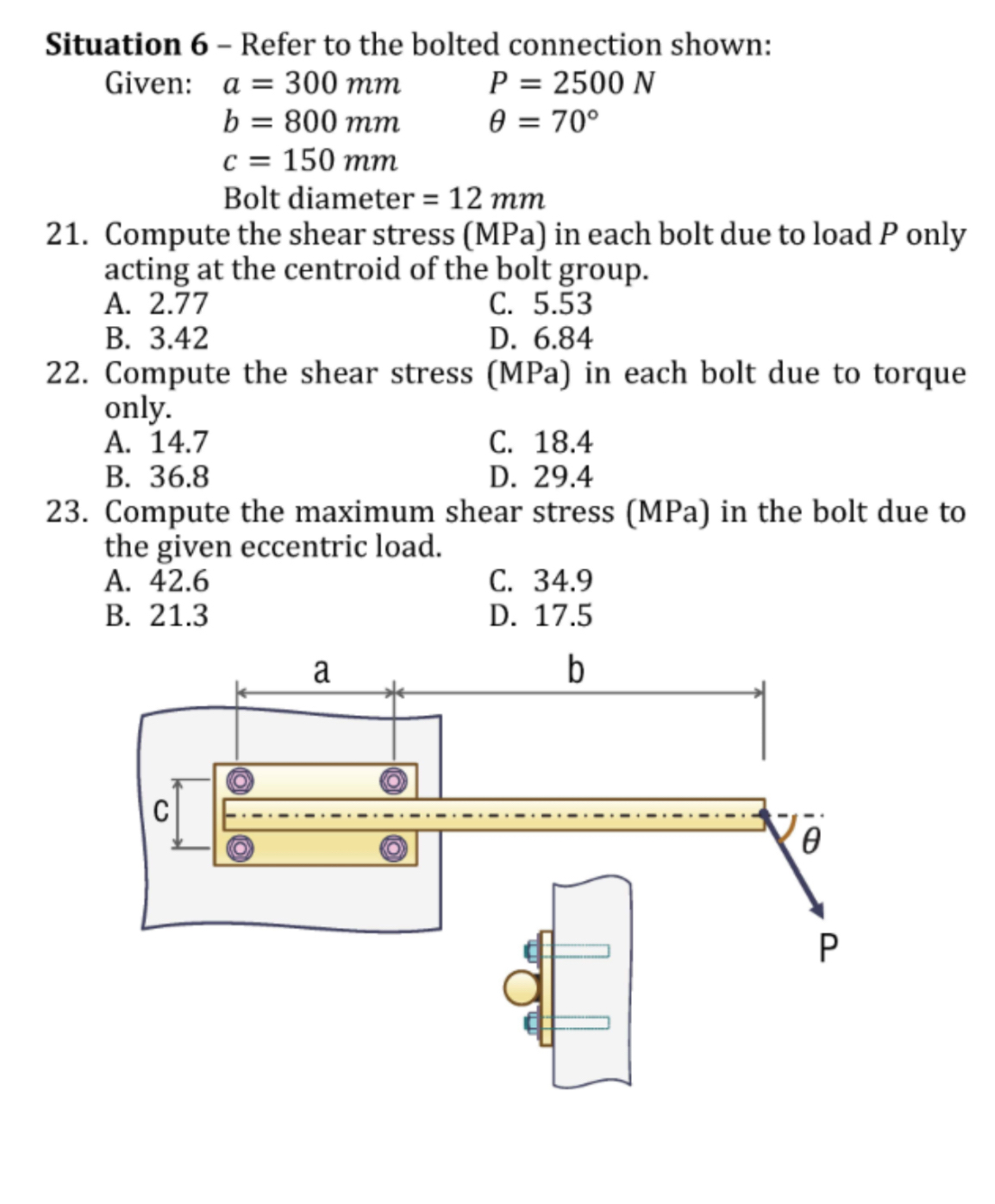 Situation 6 - Refer to the bolted connection