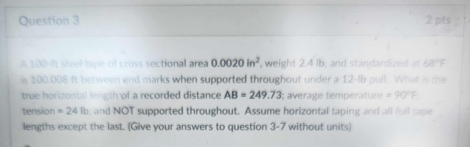 Question 3 A 1 0 0 - fit steel tape of cross
