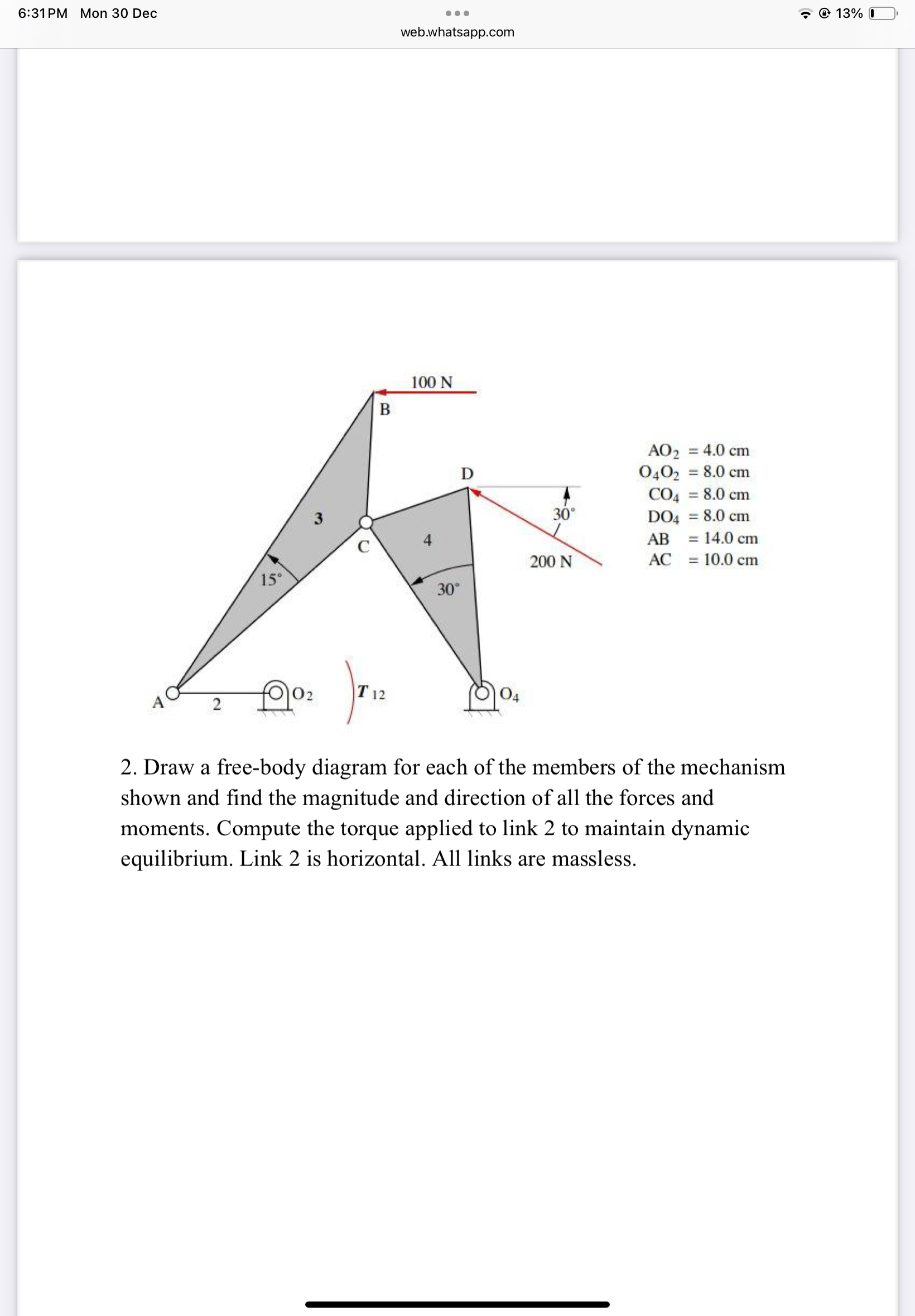 6 : 3 1 PM Mon 3 0 Dec 1 3 % web.whatsapp.com A O
