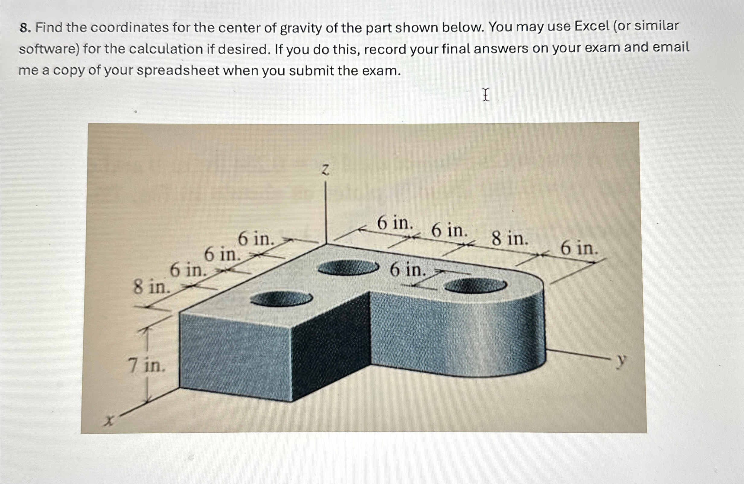 Find the coordinates for the center of gravity of