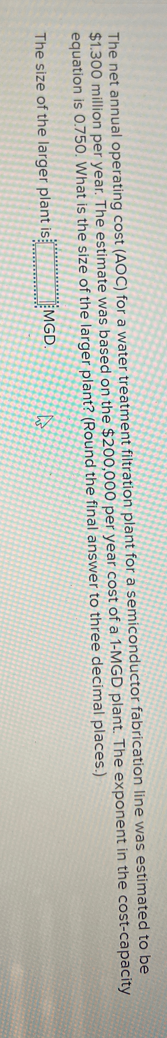 The net annual operating cost ( A O C ) for a