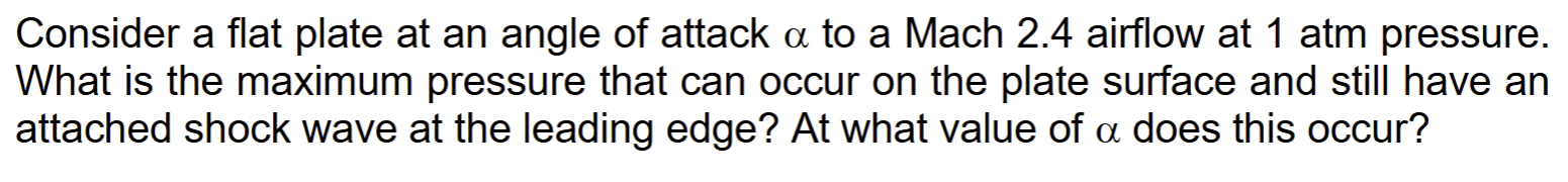 Consider a flat plate at an angle of attack \ ( \