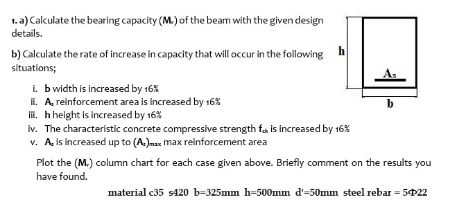 a ) Calculate the bearing capacity ( M r ) of the