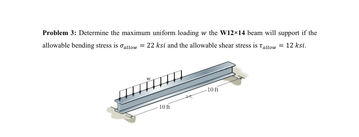 Problem 3 : Determine the maximum uniform loading