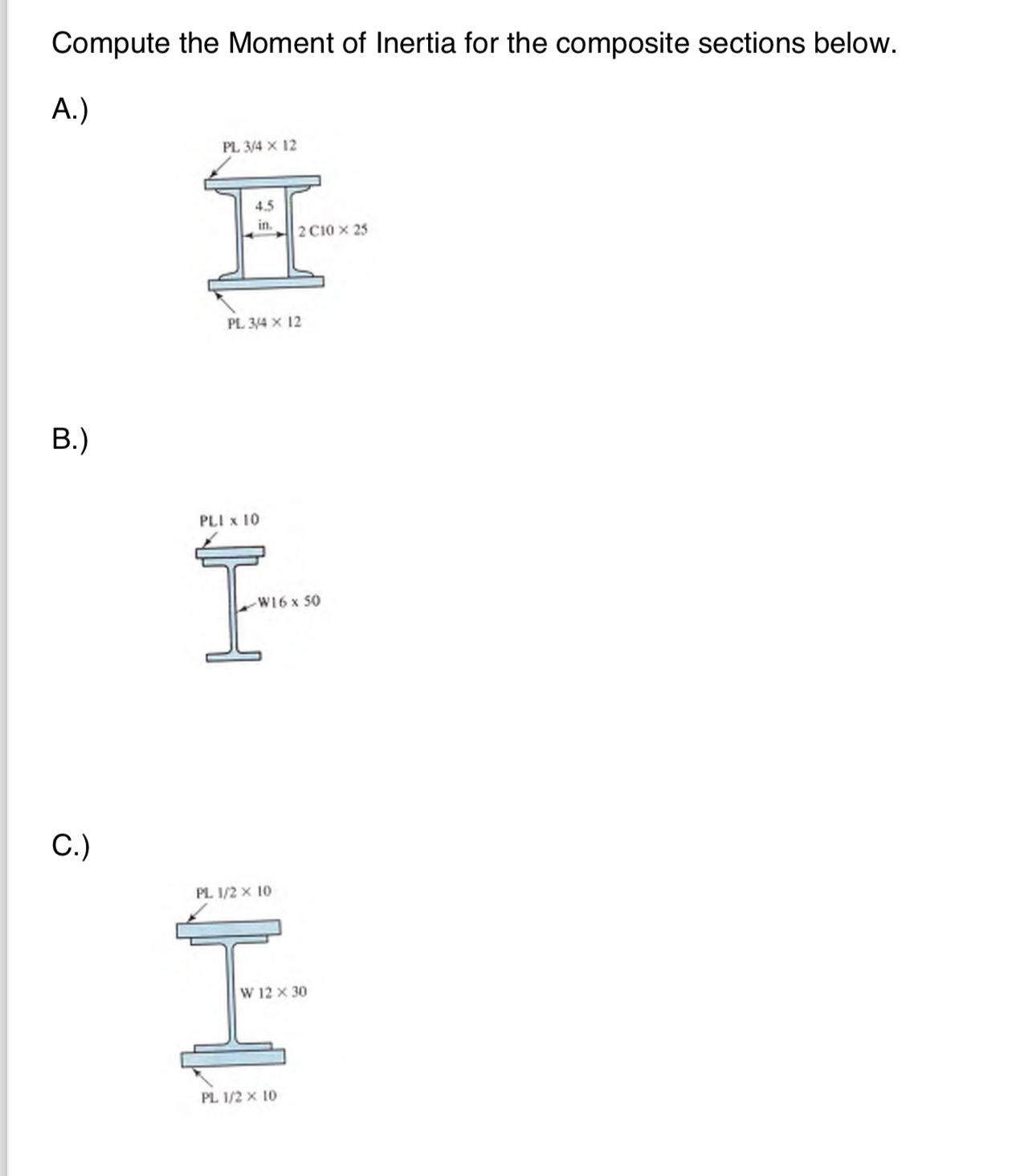 Compute the Moment of Inertia for the composite